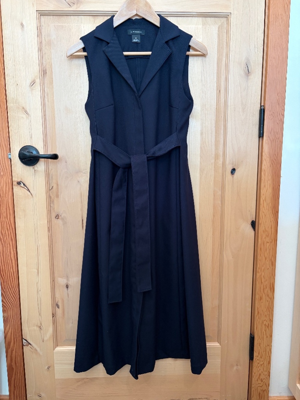 Club Monaco Navy Half Belted Sleeveless Shirt Dress